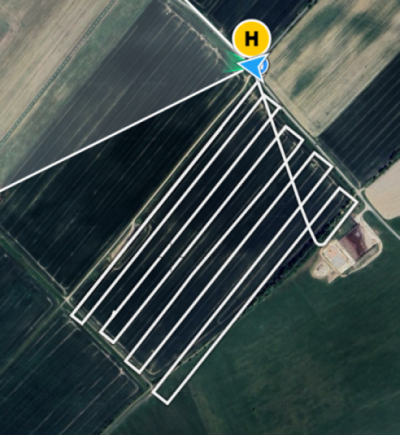 Obr. 1: Záznam letu dronu při průzkumu plochy.
